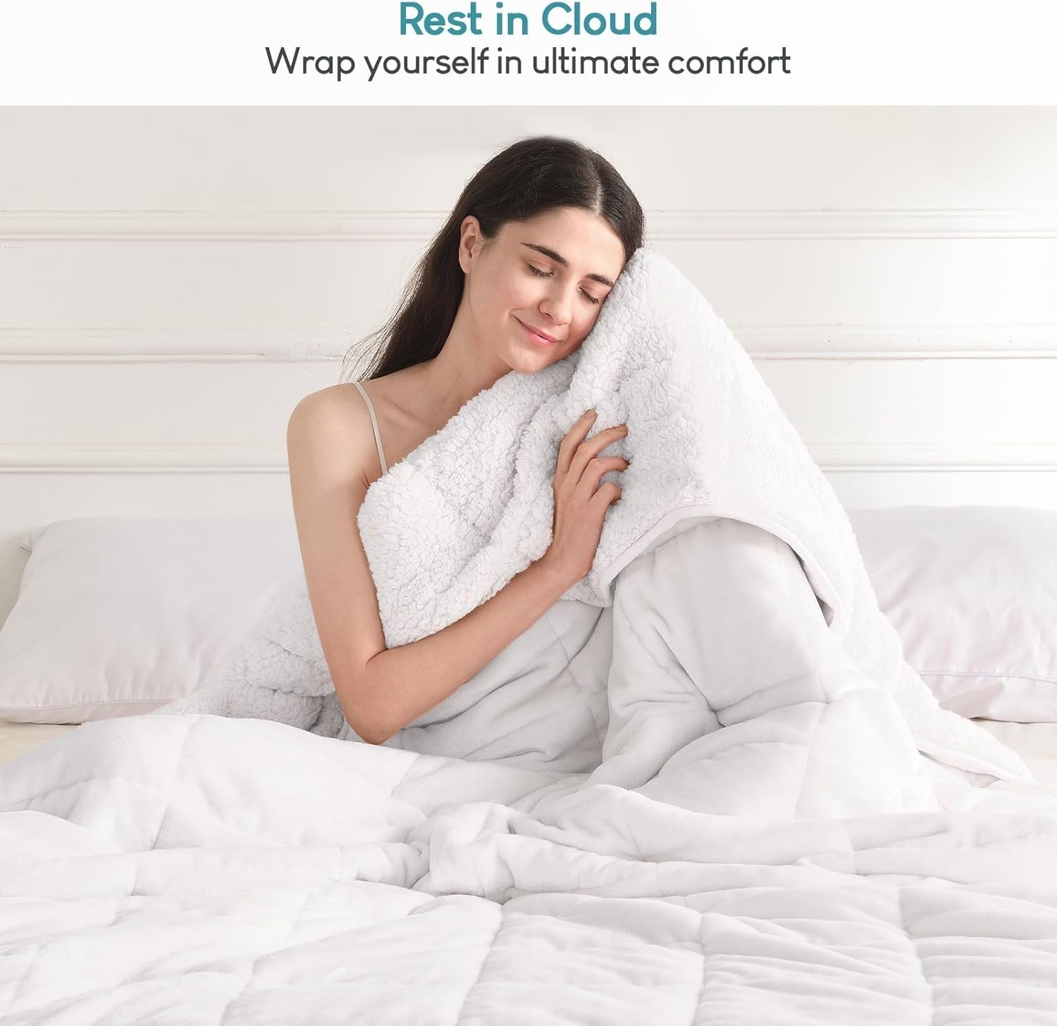 15lbs Sherpa Weighted Blanket 60x80" Queen Snow White