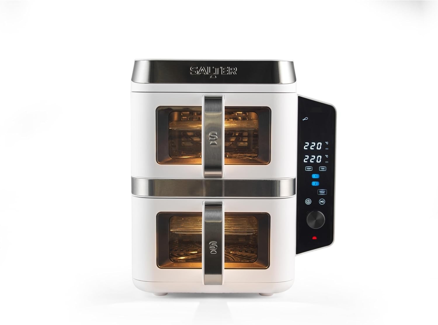 Vertical Dual Drawer Air Fryer 9L 12 Presets 4-Level Cooking, Sync/Match, 2400W