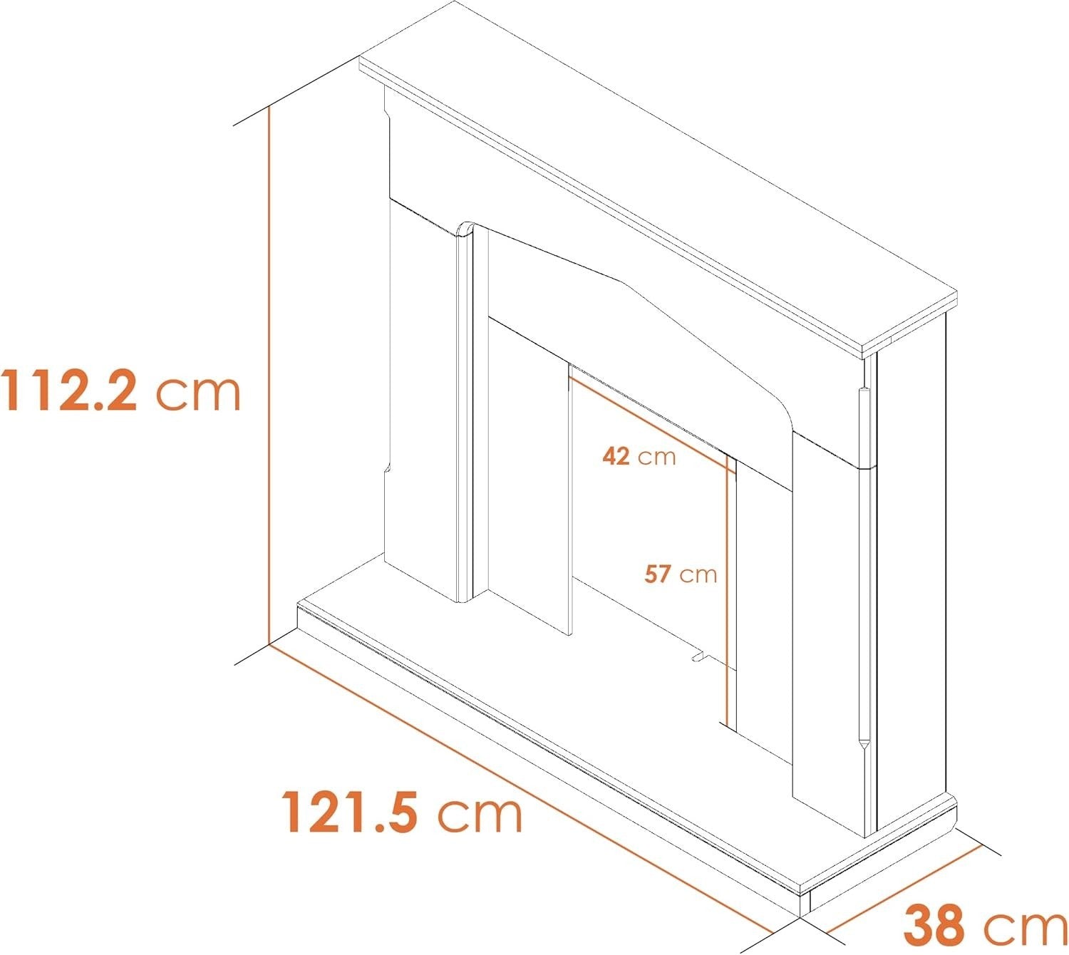 Stone Effect Electric Fireplace with Black Inset Stove & Remote Control