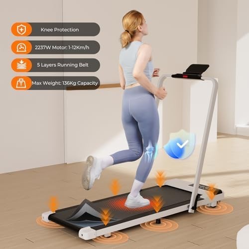 Foldable Home Treadmill 12KPH Walking Running Machine with App