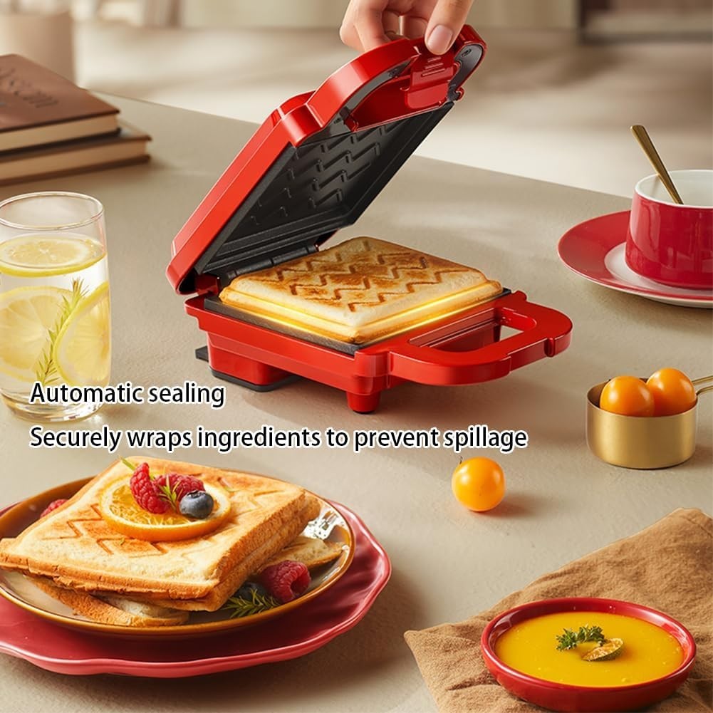 3-in-1 Electric Crepe Maker & Panini Press | Non-Stick, Compact Red