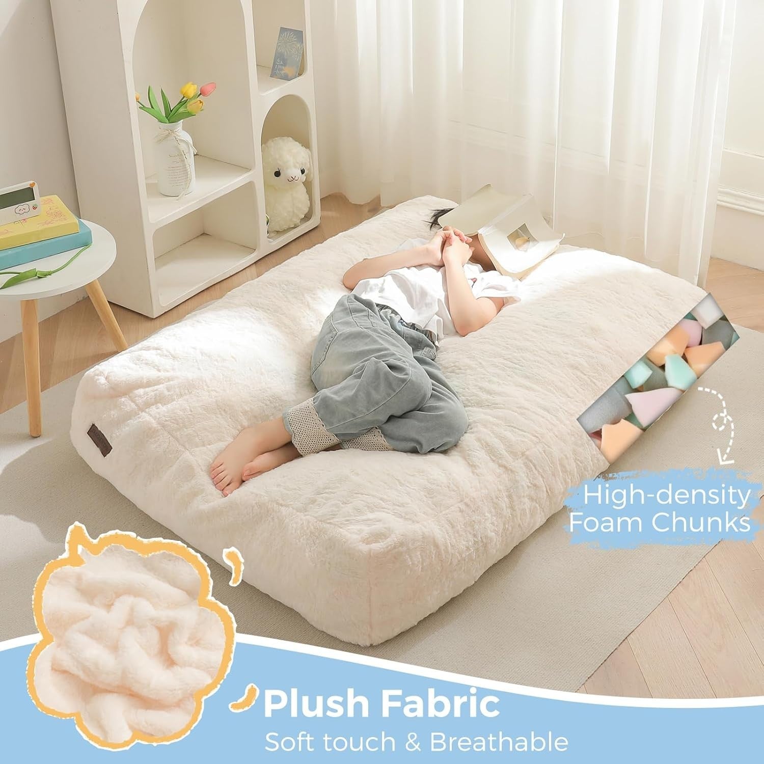 Kids Bean Bag Convertible Chair Bed Sofa | Fold Out Floor Lounger Seat