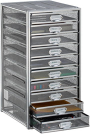 10-Drawer Desk Organizer for A4 Files, Letter Tray & Office Storage