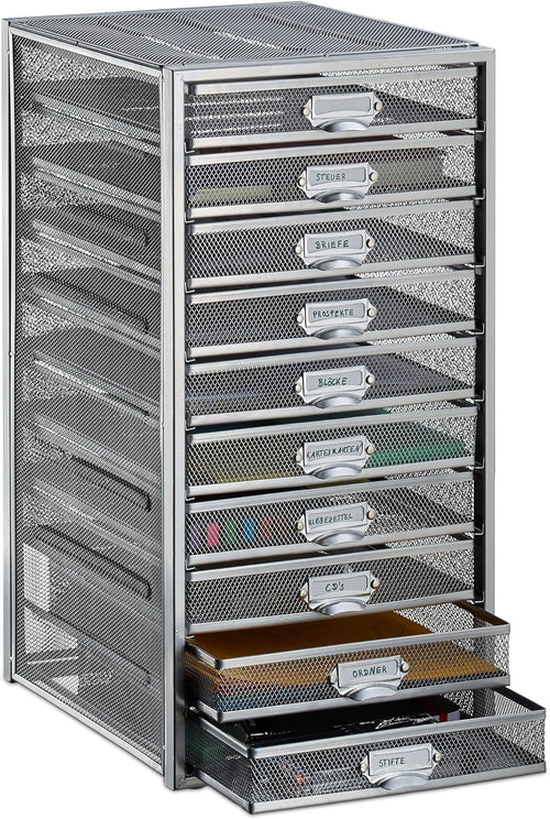 10-Drawer Desk Organizer for A4 Files, Letter Tray & Office Storage