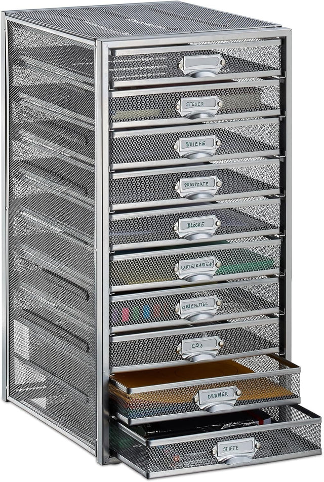10-Drawer Desk Organizer for A4 Files, Letter Tray & Office Storage