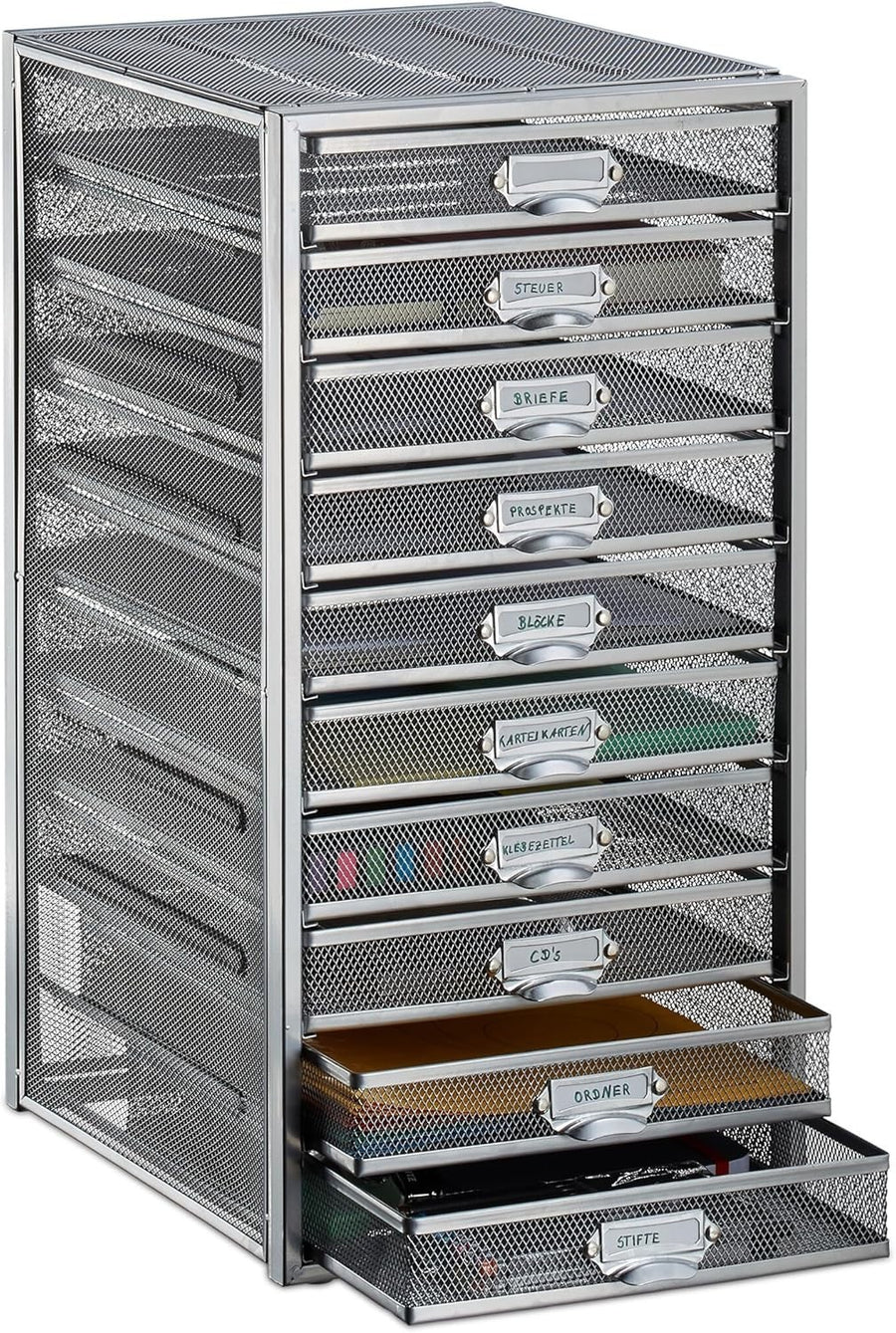 10-Drawer Desk Organizer for A4 Files, Letter Tray & Office Storage