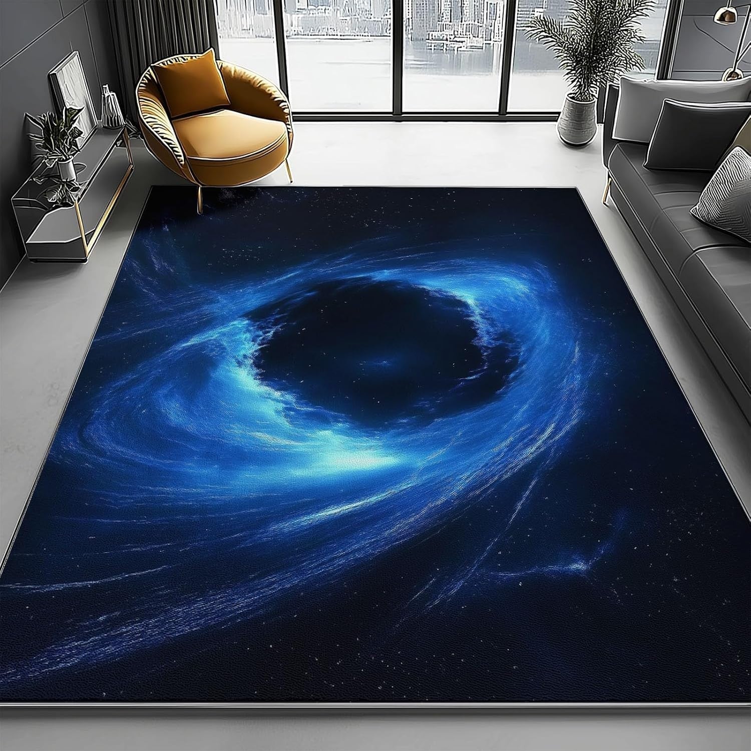 Galaxy Black Hole Area Rug 120x180cm Non Slip Washable Living Room Carpet