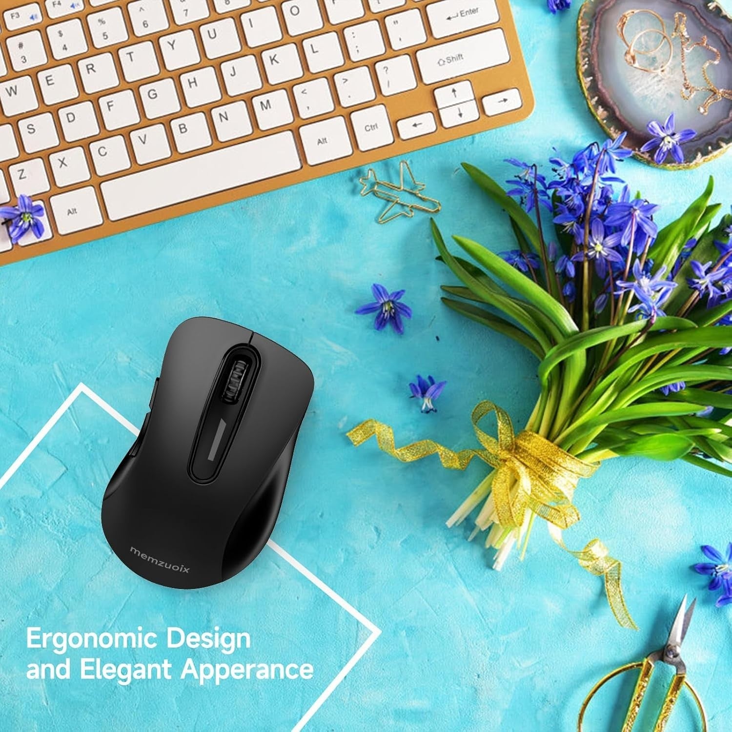 Matte Black Wireless Mouse 1400 DPI USB Silent 5 Button PC