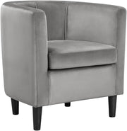 Grey Velvet Tub Chair Upholstered Accent Armchair