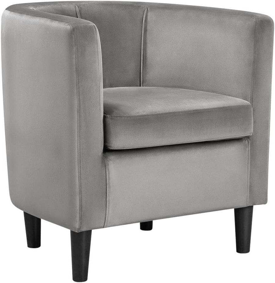 Grey Velvet Tub Chair Upholstered Accent Armchair