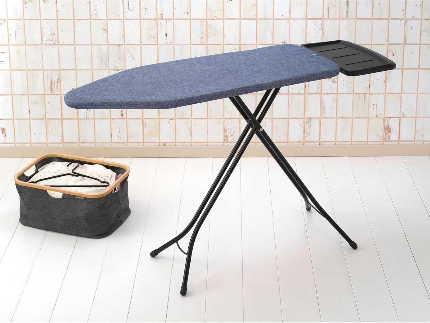 Wide Ironing Board Solid Steam Unit Holder Height Adjustable 124x45cm