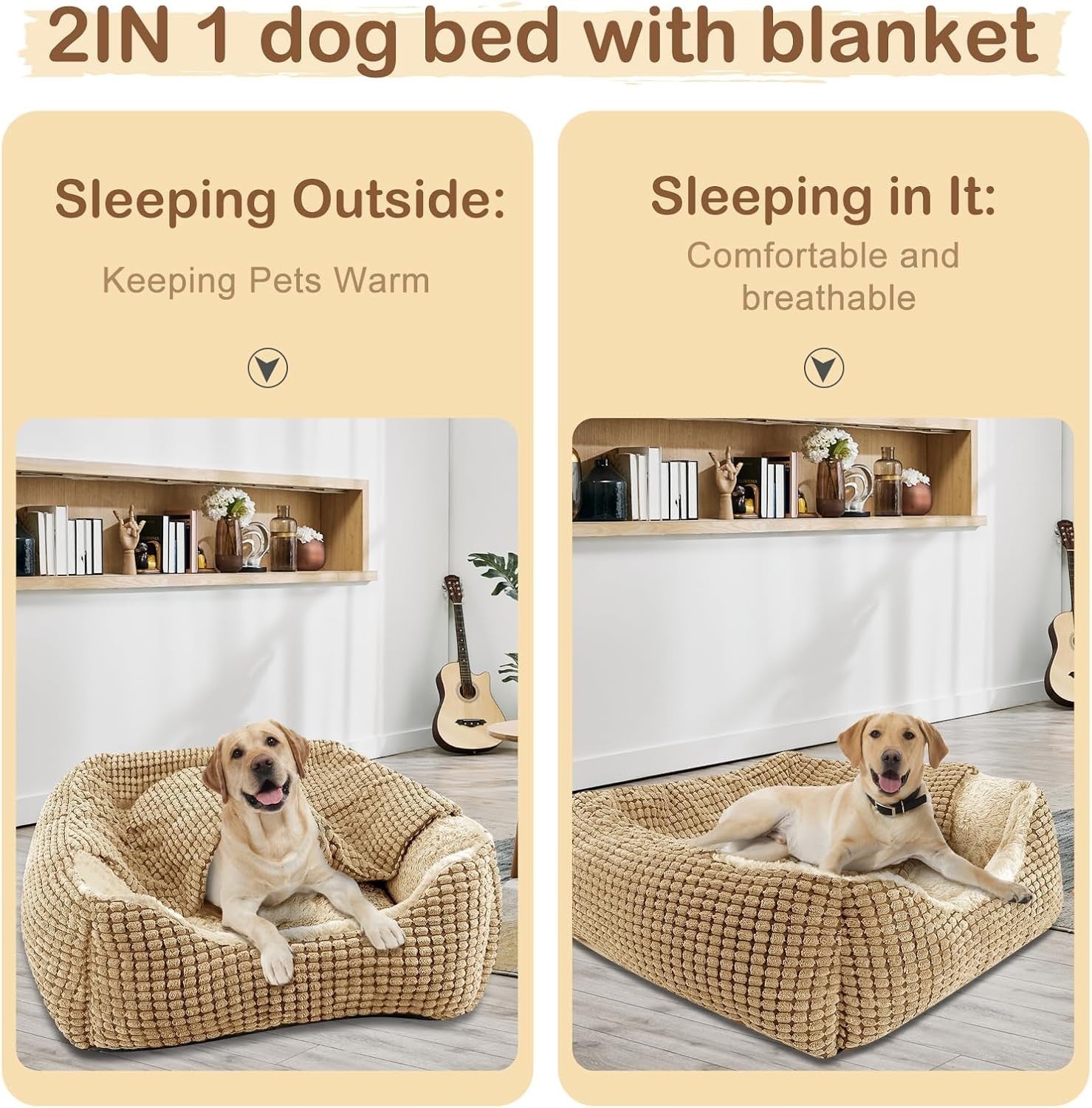 Hooded Dog Bed 63x53x21cm Warm Cave Orthopedic Washable