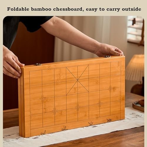 Red Sandalwood Xiangqi Chinese Chess Set Foldable Bamboo Board