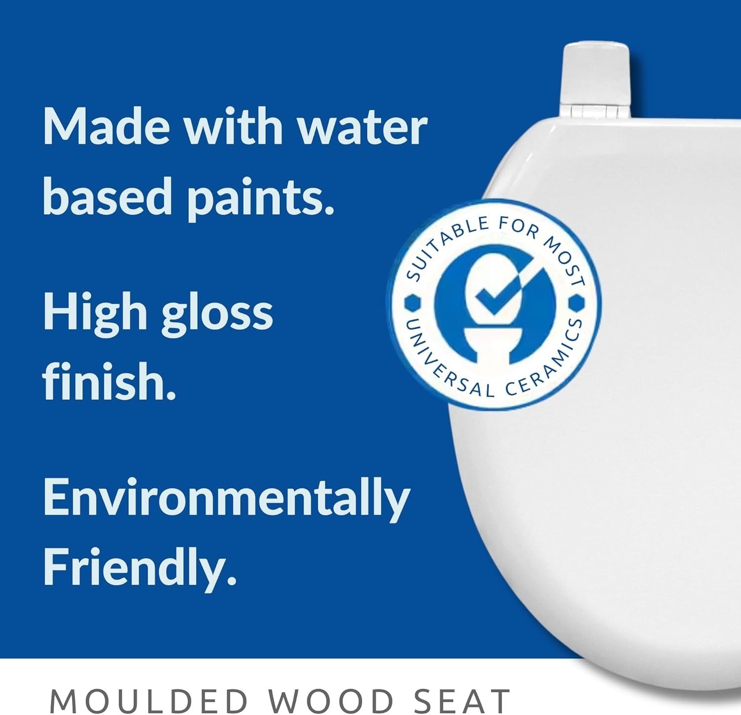 White Wooden Toilet Seat Oval Easy Clean Adjustable Plastic Hinges
