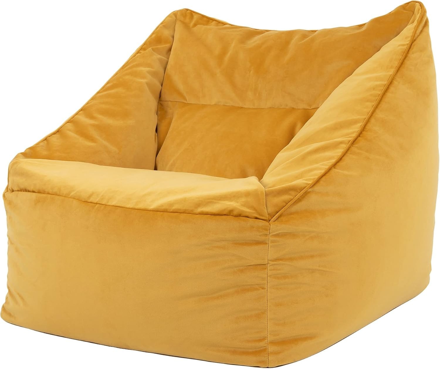Ochre Yellow Velvet Bean Bag Chair Adult Armchair Lounge Soft Seat Sofa