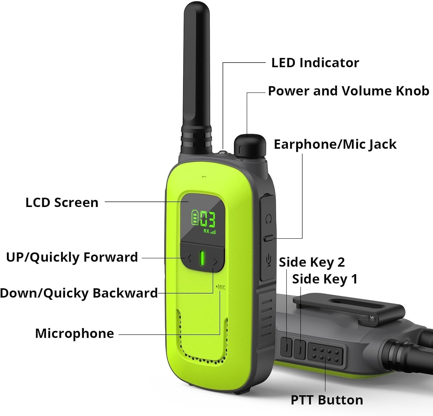 Rechargeable Walkie Talkies Kids Adults PMR446 Long Range VOX 2 Pack