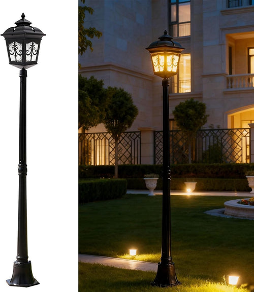 Vintage Outdoor Lamp Post, IP55 Waterproof Garden Light, Antique Black, 170CM