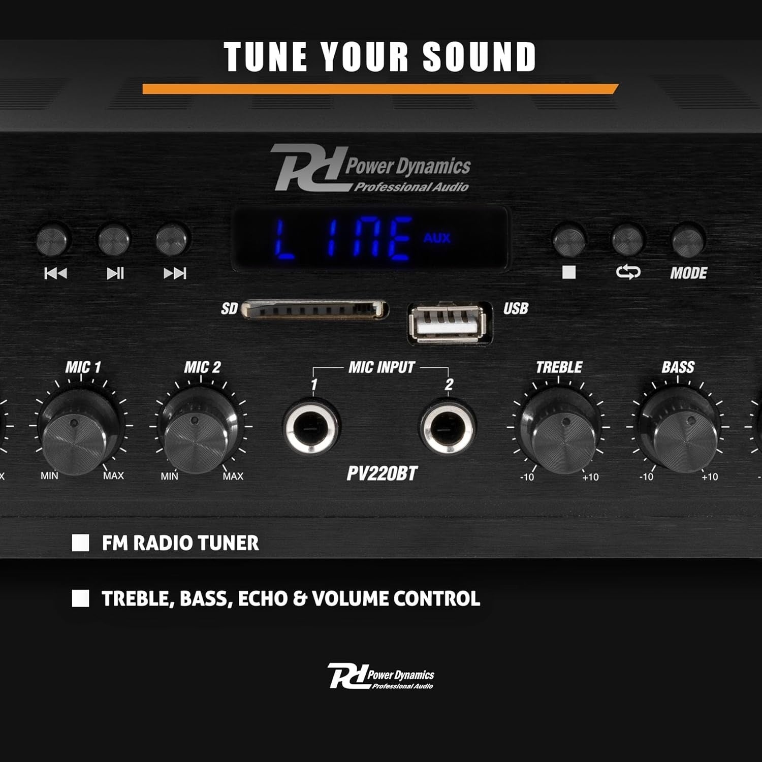 Bluetooth Stereo Amplifier | 2x100W USB FM Optical Coax Inputs | Zone Control