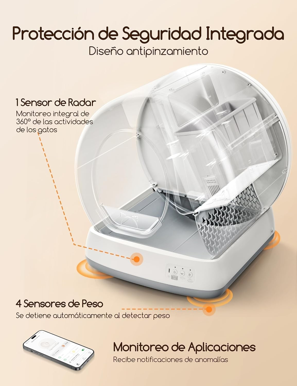Self Cleaning Cat Litter Box APP Control Anti Pinch Multi Cat Large