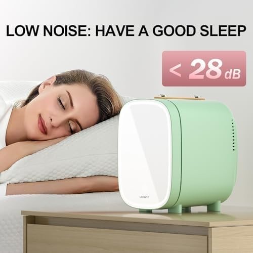 4L Skincare Mini Fridge Cooler & Warmer LED Mirror Portable Green