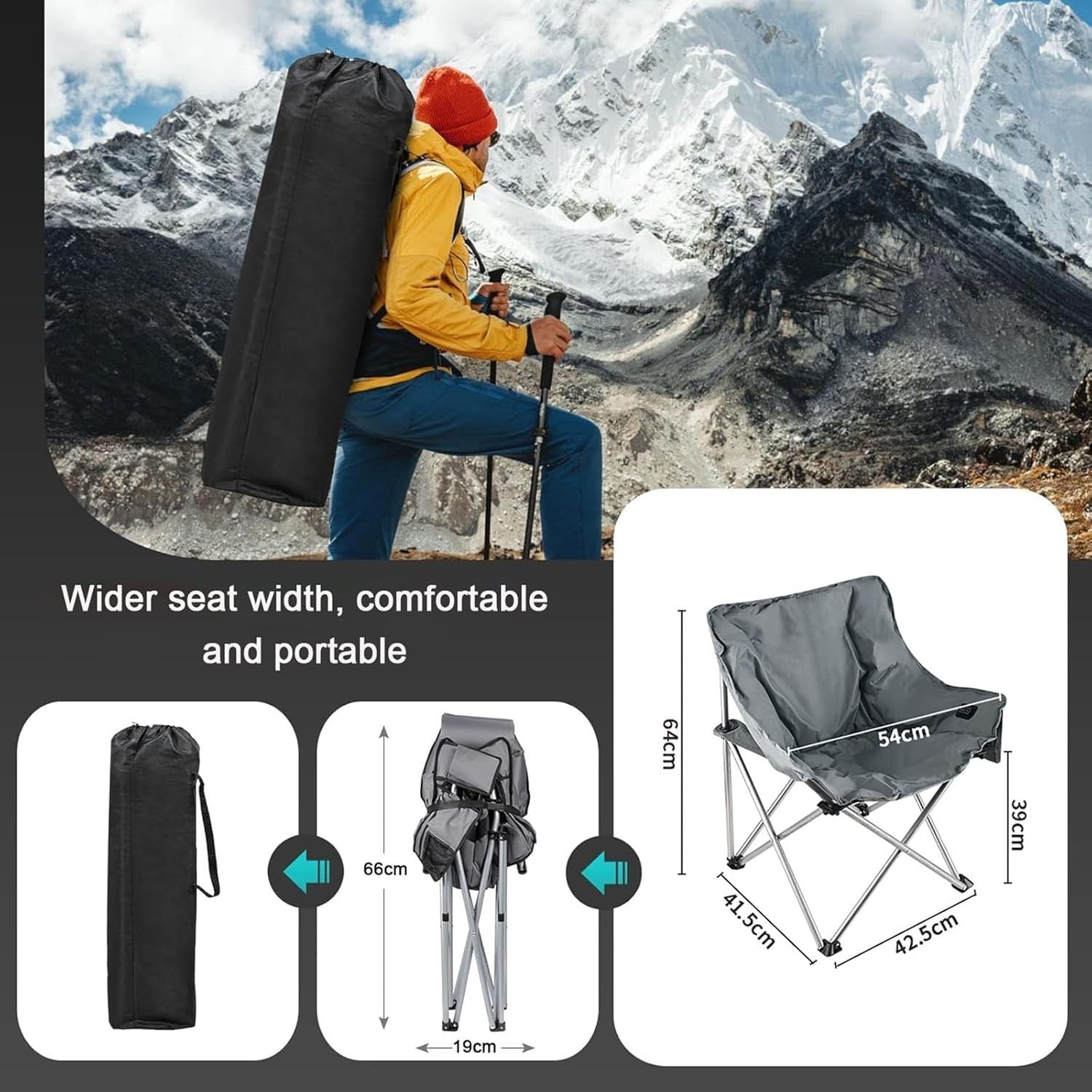 Heated Folding Camping Chair 3-Heat Levels USB Outdoor Warm Seat Hiking