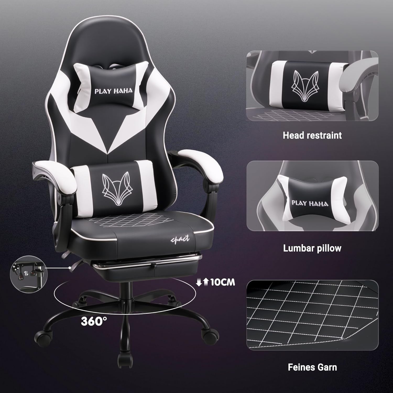 Ergonomic Gaming Chair Reclining PU Leather 150kg Desk Chair