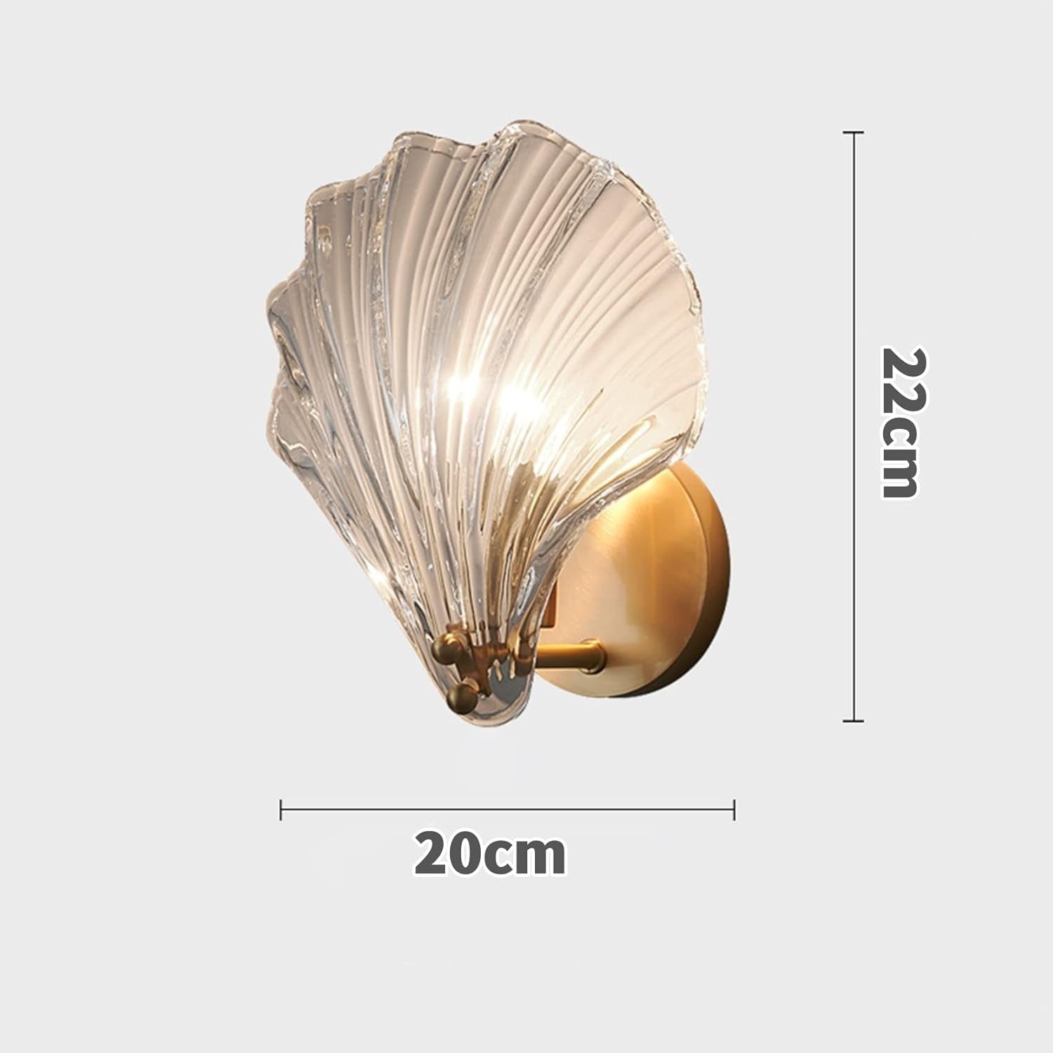 Amber Glass Shell Wall Sconce, Elegant LED Lamp, Modern Bedroom Light