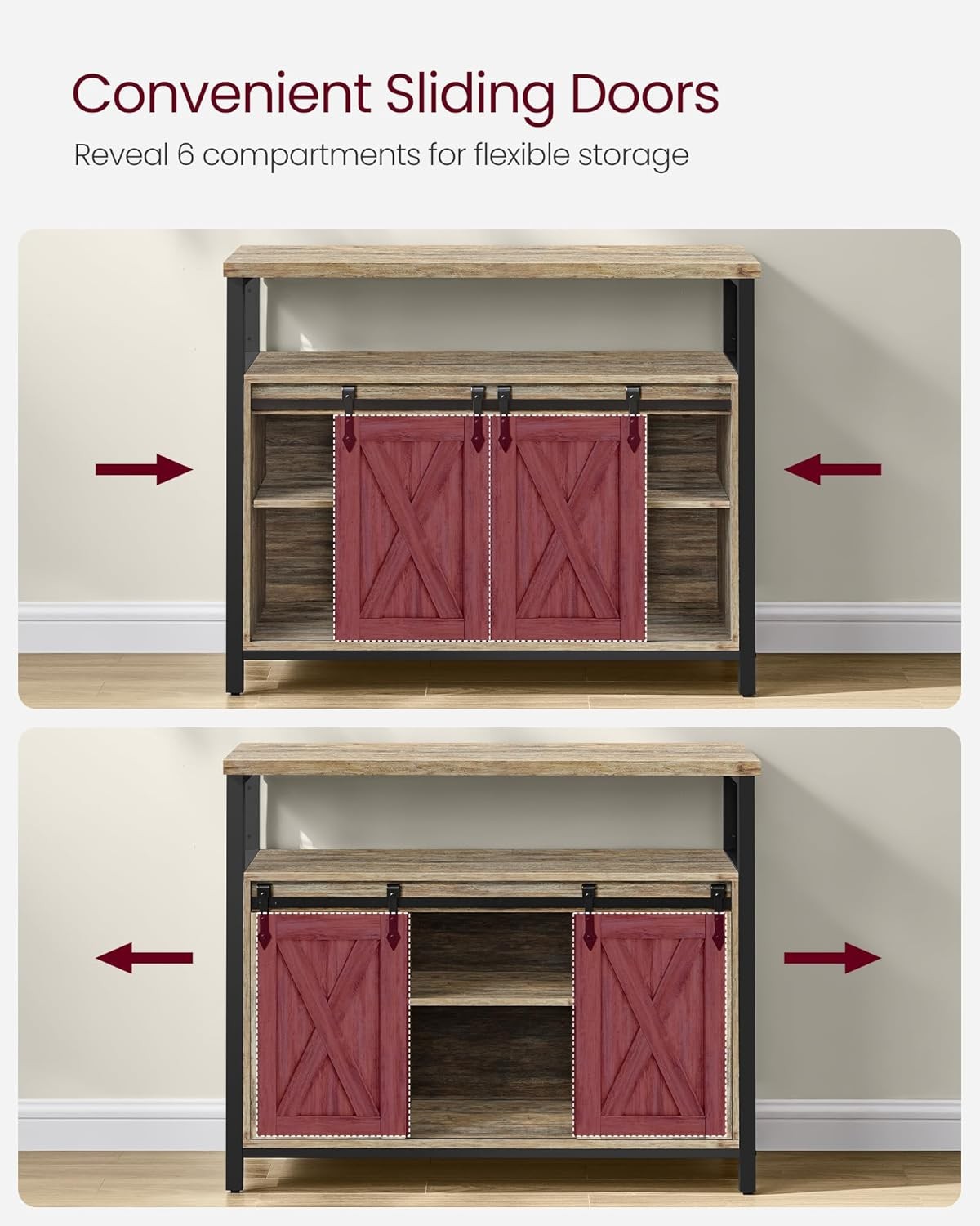 Turquoise Brown Sideboard Sliding Barn Door Industrial Storage Cabinet