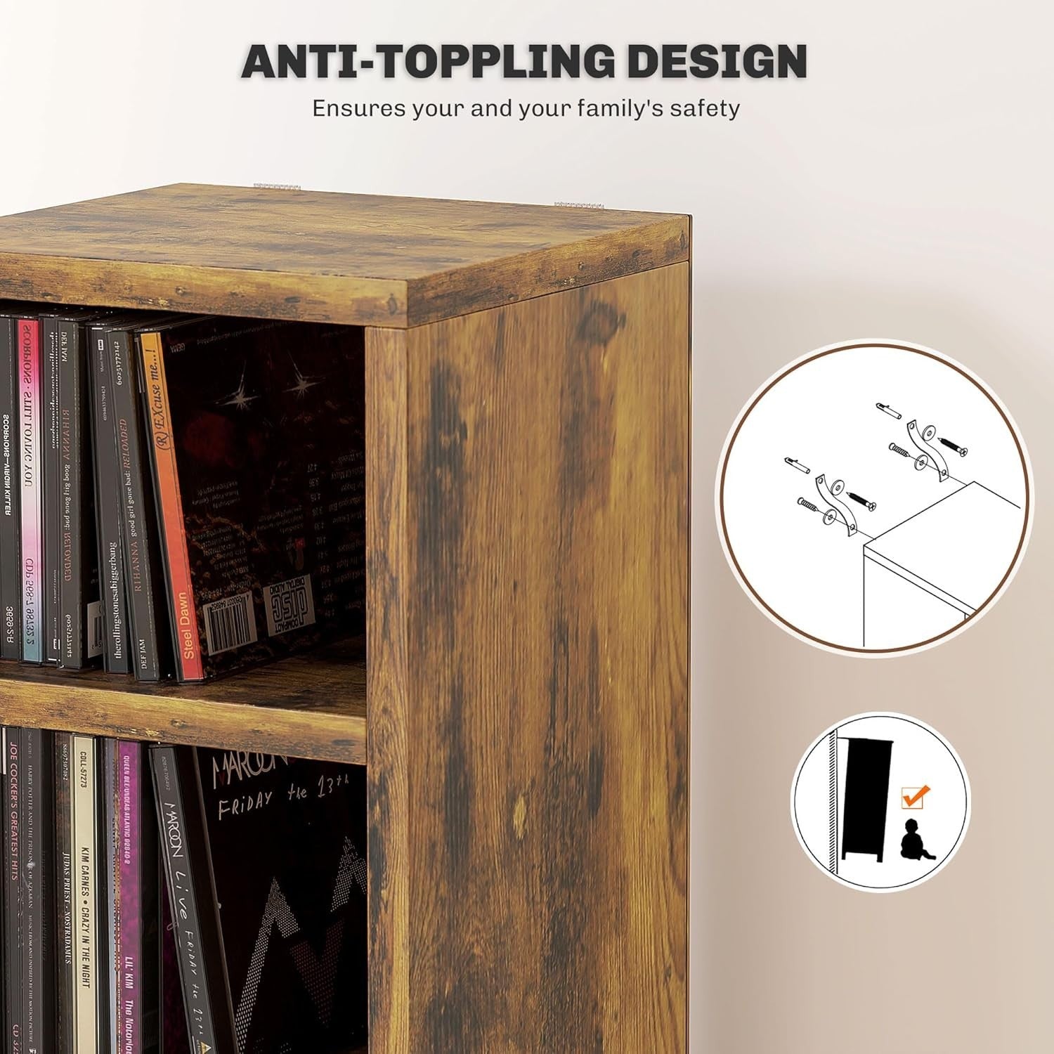 CD Storage Tower 204 CD Bookcase 12 Cube Slim Media Display Shelf