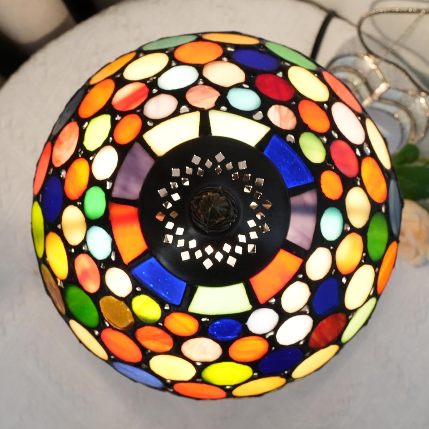 Multicolor Stained Glass Table Lamp Retro Bedroom Office Desk Night Light