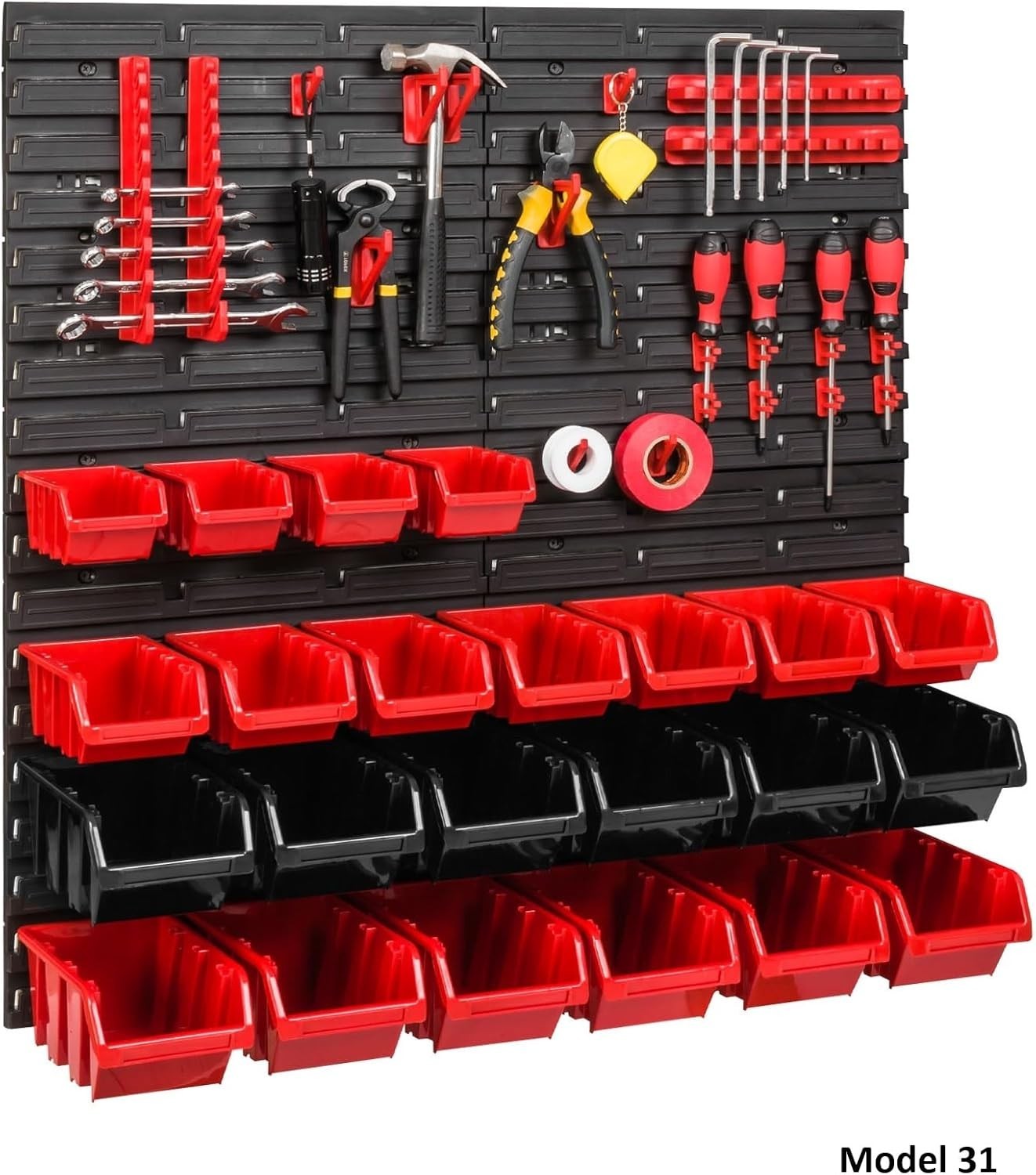 Wall Mounted Workshop Tool Organizer Storage Bins Pegboard Set