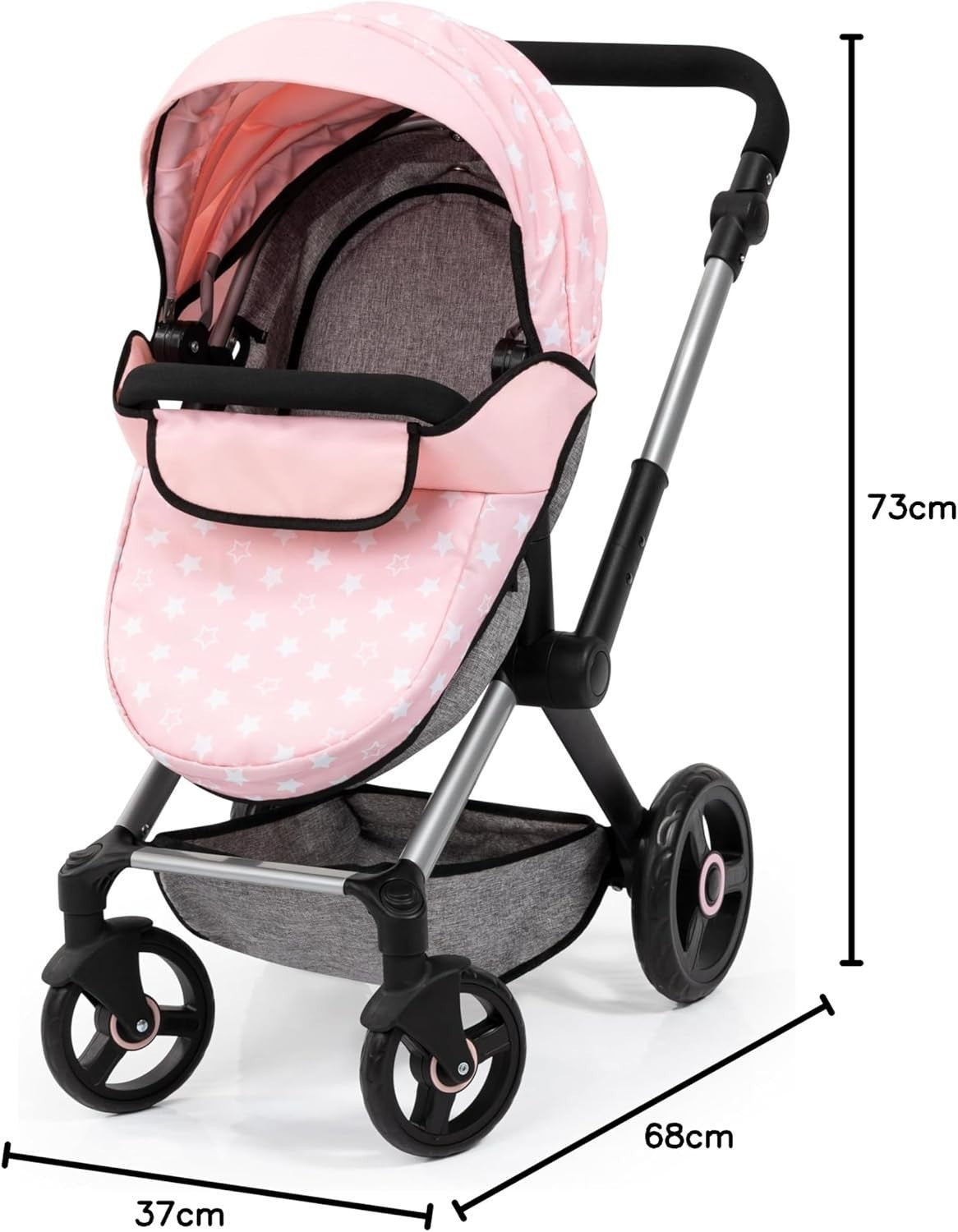 Dolls Pram Pushchair Convertible Adjustable Handle Highchair Set