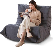 Light Grey Floor Sofa Lounger Bean Bag Style Chair for Adults Bedroom