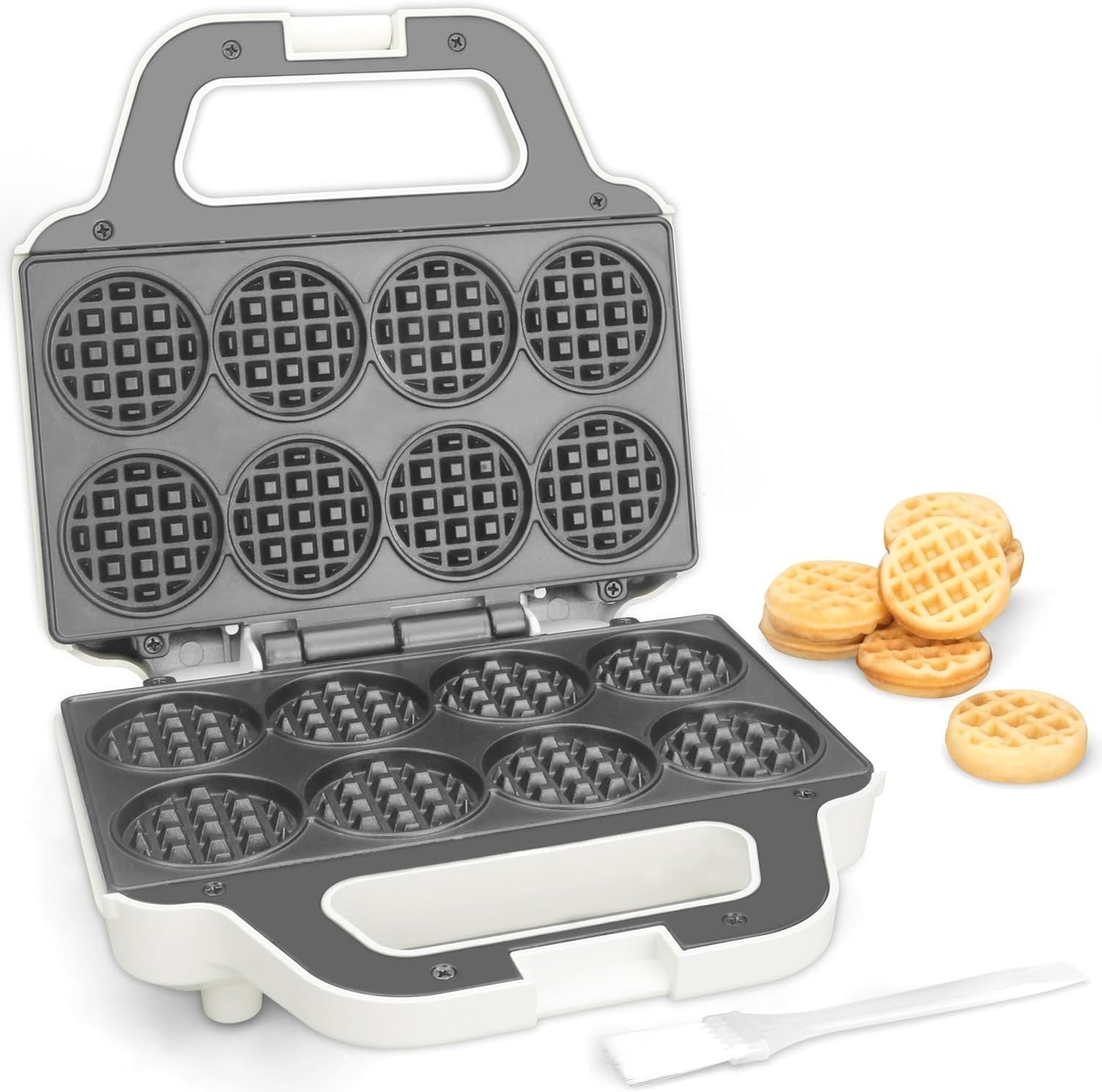 Mini Waffle Maker 8x2'' Non-Stick Compact Tiny Waffle Iron White