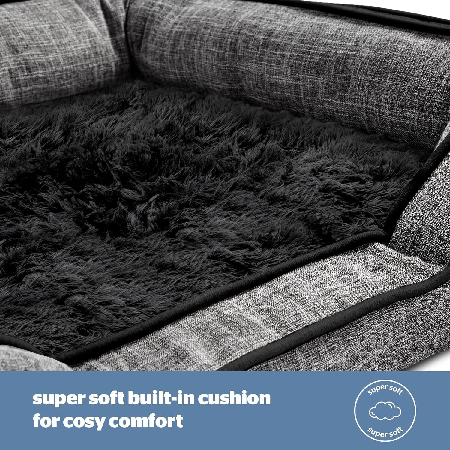 Large Orthopedic Dog Bed 95x69cm Washable Non Slip Grey