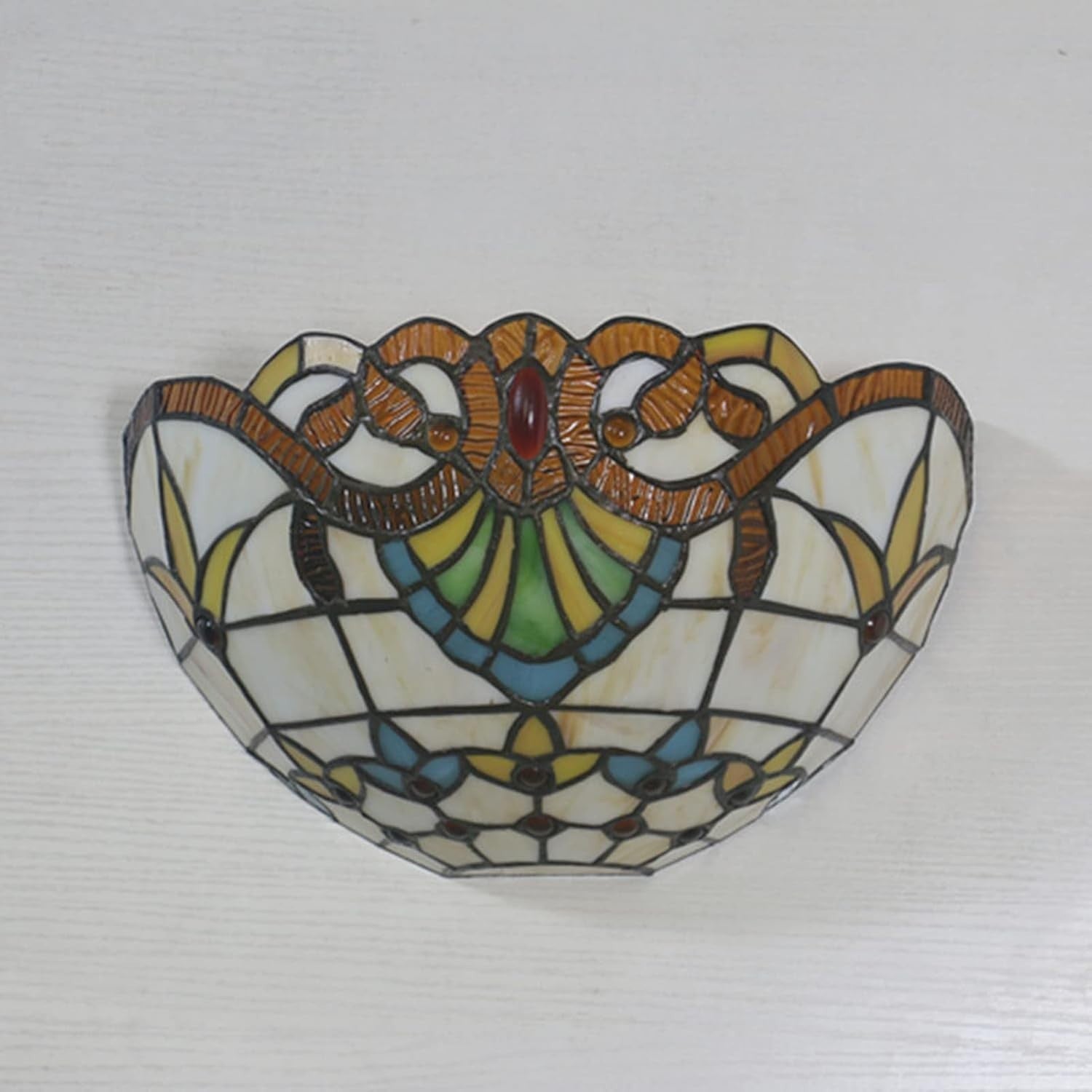 Vintage Tiffany Style Stained Glass Wall Sconce, 12" Baroque Lighting