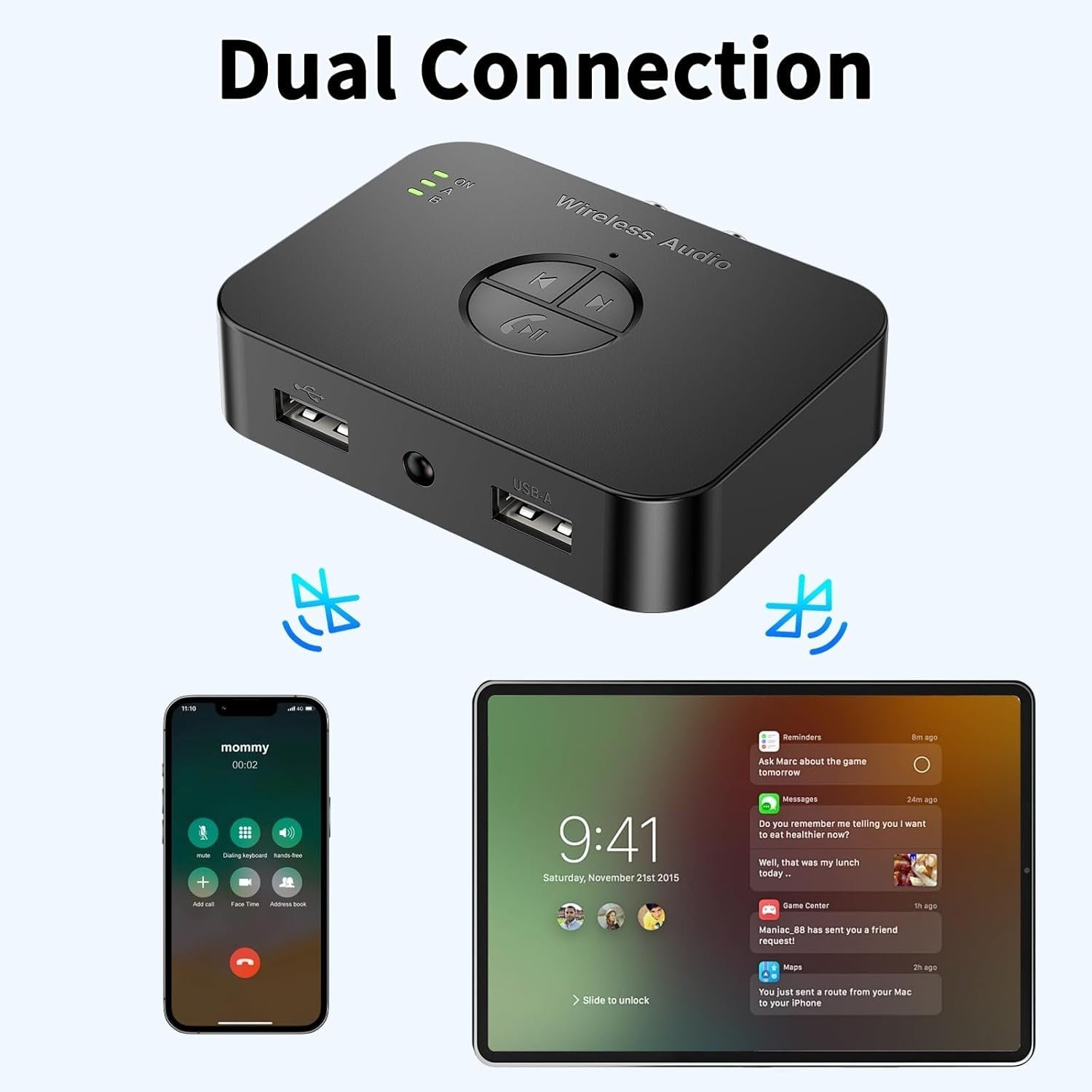 Bluetooth 5.4 Receiver Adapter HiFi Audio RCA AUX Low Latency Remote