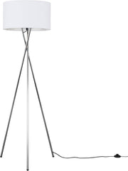 Modern Chrome Tripod Floor Lamp White Shade Tall Living Room Bedroom Light