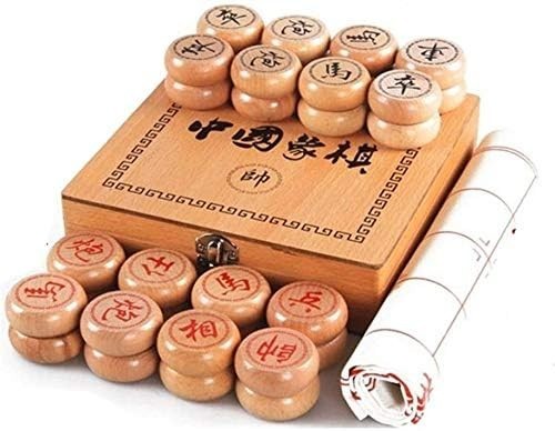 Wooden Xiangqi Travel Chess Set Beech Box 4cm Pieces