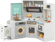 Corner Kids Play Kitchen Lights Sounds Washer Grey Chef Toy