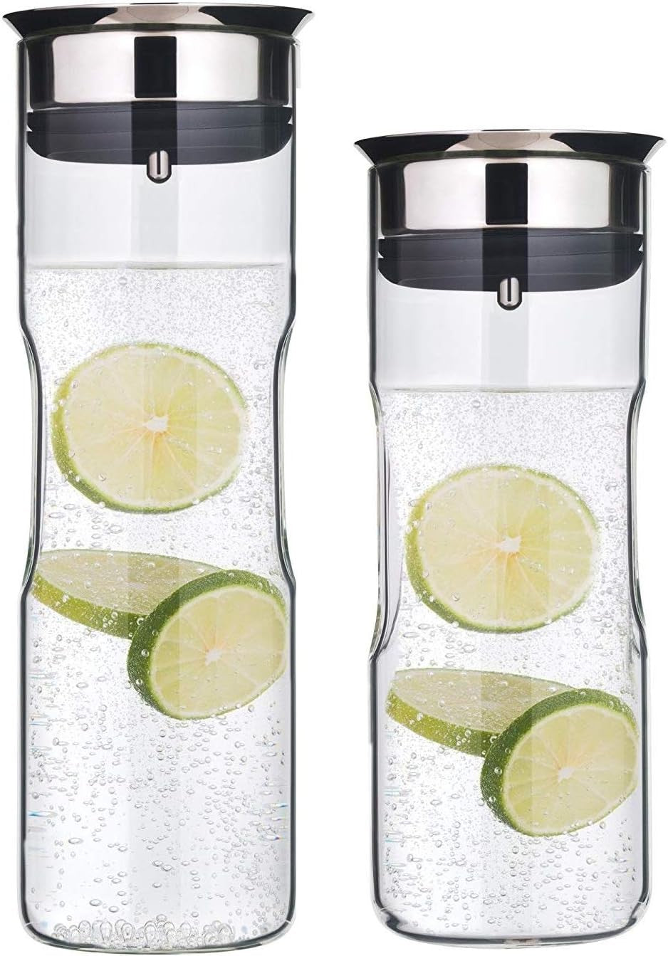 Glass Water Carafe 0.8L with Silicone Lid Lock Handle Leakproof Dishwasher Safe