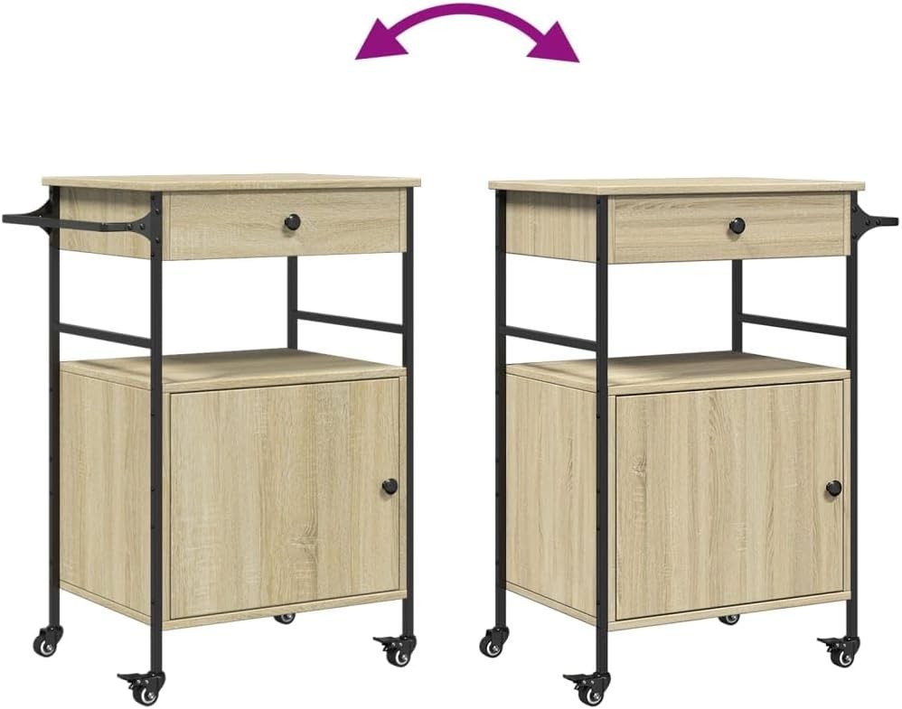 Kitchen Trolley Cart with Drawer Cabinet Towel Rack on Wheels Storage Unit