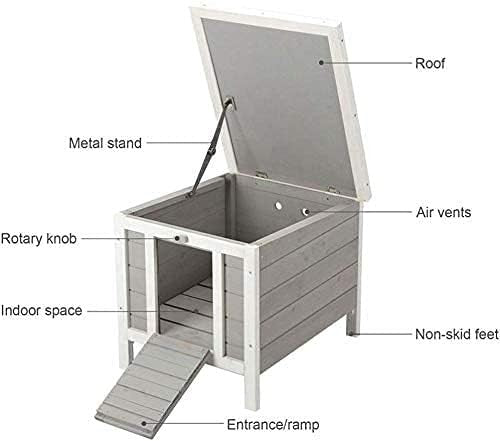 Wooden Rabbit Hide House Outdoor Small Pet Shelter Weatherproof Grey