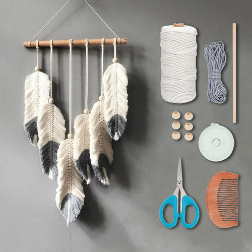 DIY Macrame Feather Wall Hanging Kit Boho Home Decor