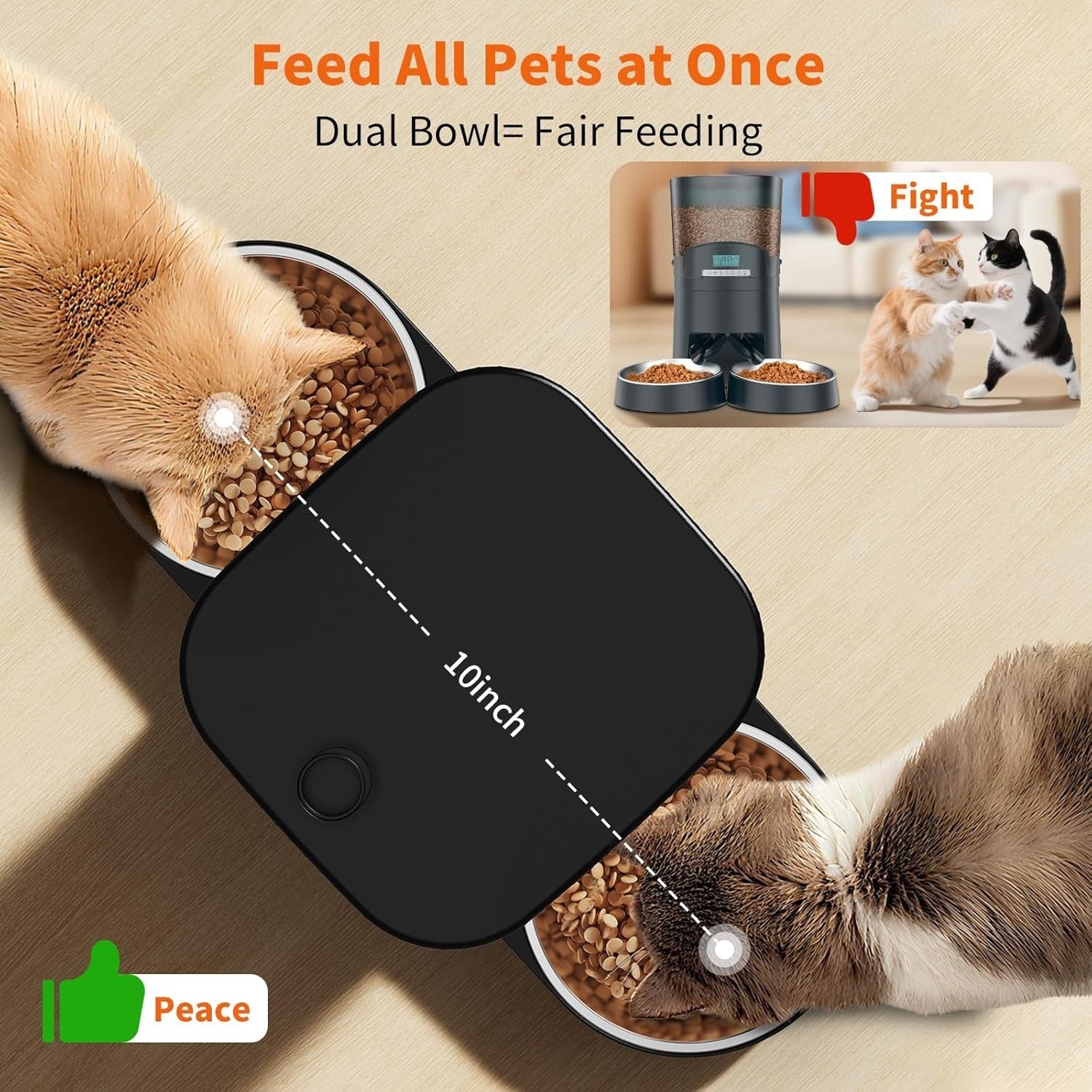 Smart Automatic Cat Feeder 2 Pet WiFi App Control Dual Bowls 3.5L