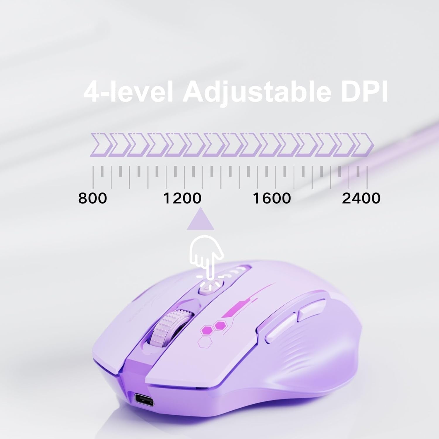 Tri Mode Bluetooth Mouse Rechargeable Multi Device Adjustable DPI Ergonomic