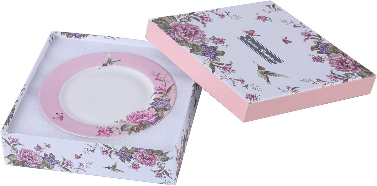 Vintage Floral Dessert Plates Set of 4 7in Shabby Chic Tea Cake Plates