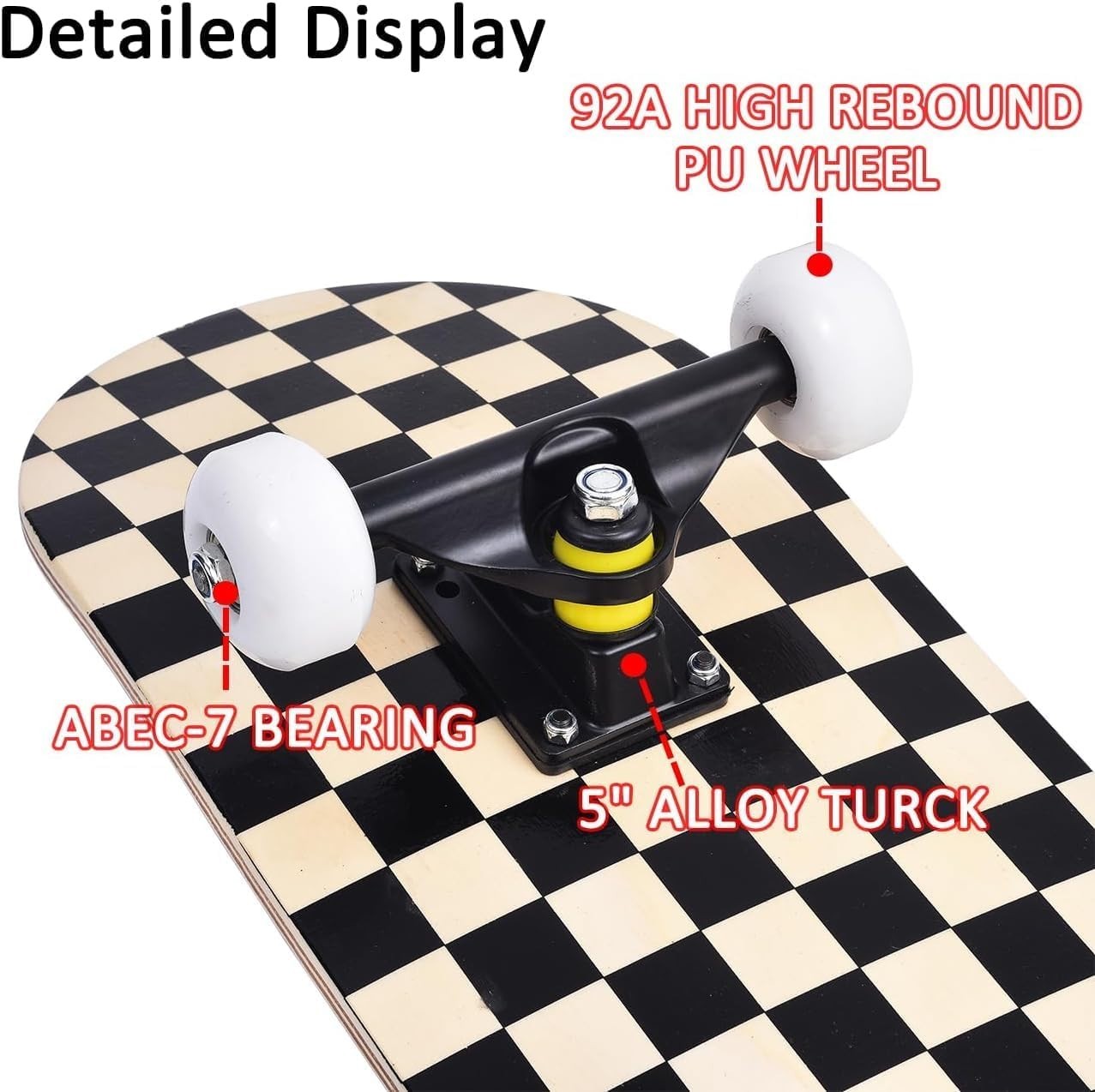 31in Complete Skateboard Beginners Kids Adults Double Kick Maple Deck Tool