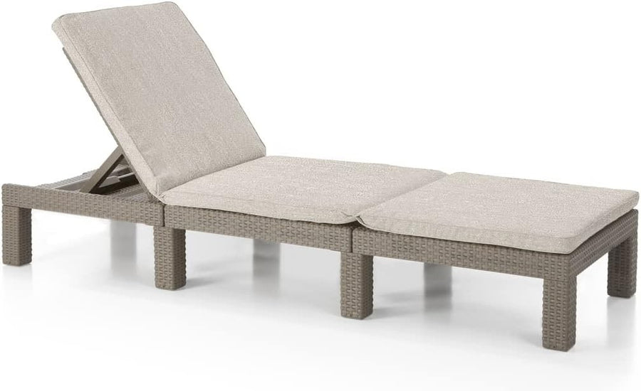 Rattan Effect Reclining Sun Lounger with Cushion Cappuccino 4-Position Chair