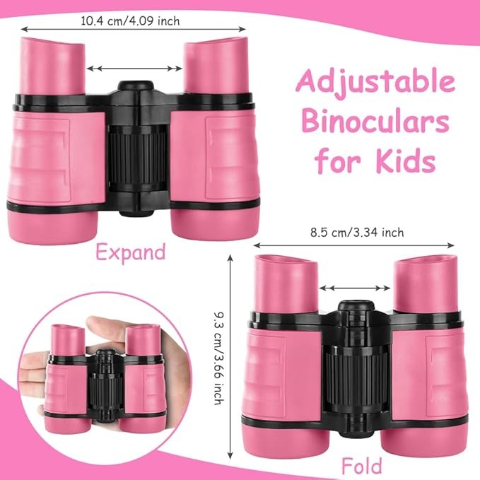 Kids 4x30 Pink Shockproof Binoculars | Outdoor Explorer Toy Ages 3–12